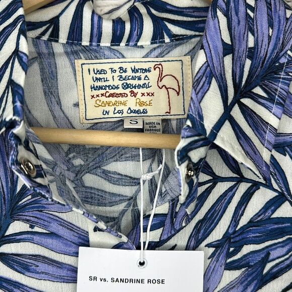 Sandrine Rose Free People Hawaiian Style Bali Snap Short Sleeve size small - Picture 2 of 6